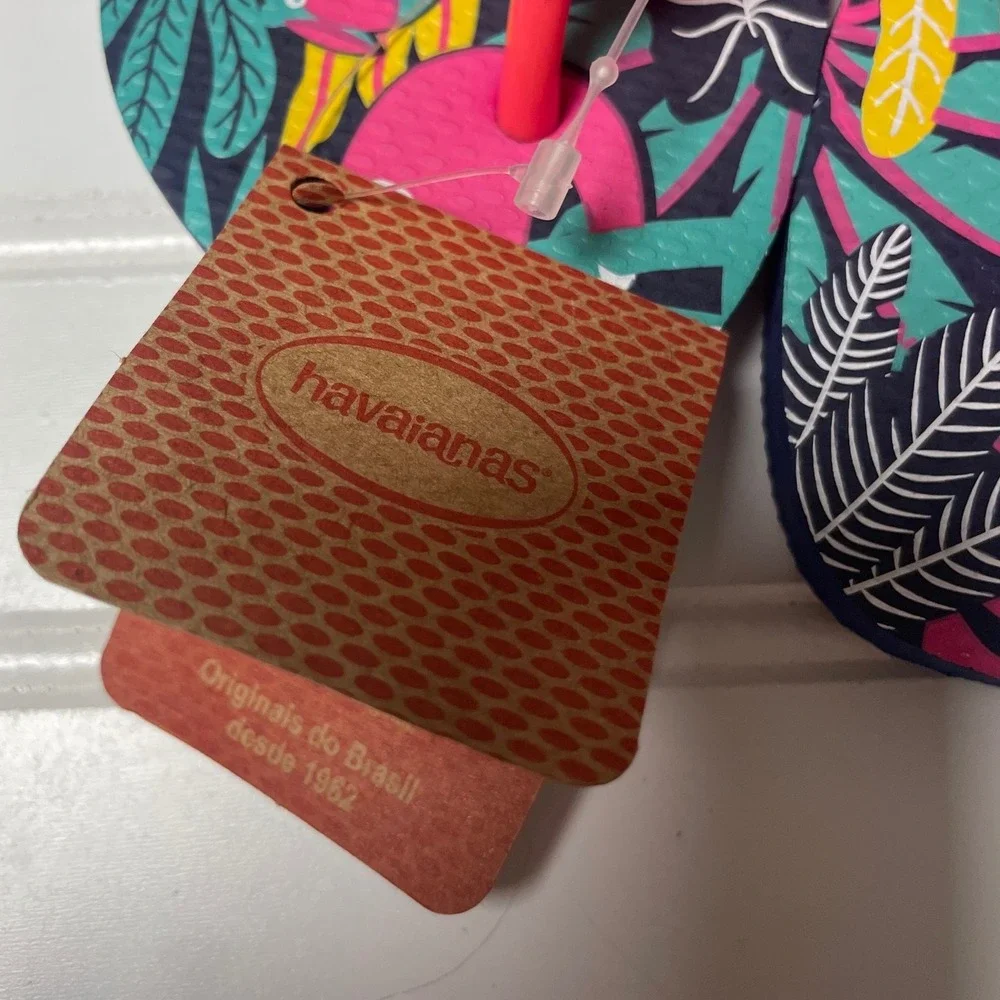 Havaianas Pink Navy Floral‎ Tropical Flip Flop Bundle Little Girls 2